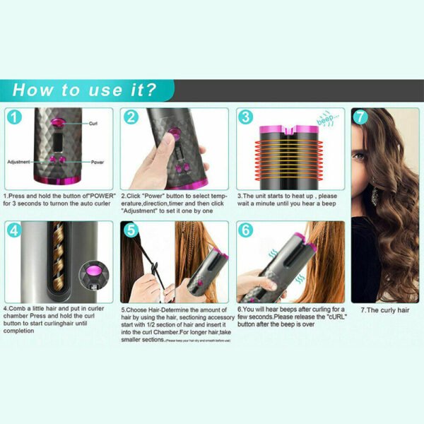 Electric LCD Display Automatic Rotating Cordless Hair Curler - Image 7