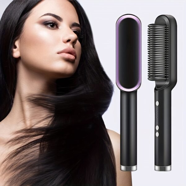 2-in-1 Electric Hair Straightener Brush Hot Comb