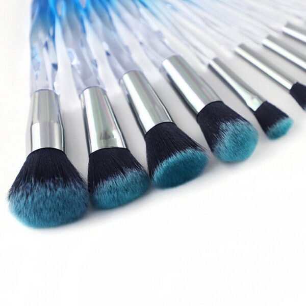 10pcs High-end Makeup Brush, Crystal Blue Foundation Brush Eyeshadow Brush Professional Makeup Brush - Image 3