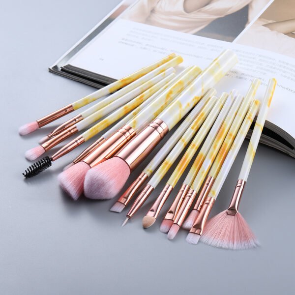 15 Marbled Design Makeup Brushes Set - Image 9