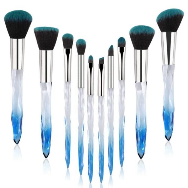 10pcs High-end Makeup Brush, Crystal Blue Foundation Brush Eyeshadow Brush Professional Makeup Brush - Image 5