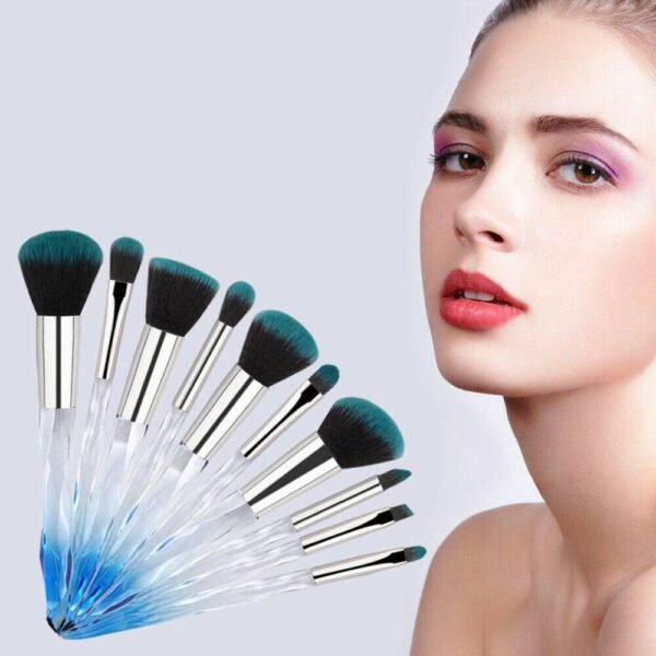 10pcs High-end Makeup Brush, Crystal Blue Foundation Brush Eyeshadow Brush Professional Makeup Brush