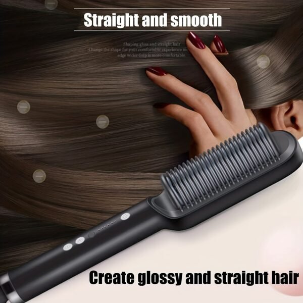 2-in-1 Electric Hair Straightener Brush Hot Comb - Image 3